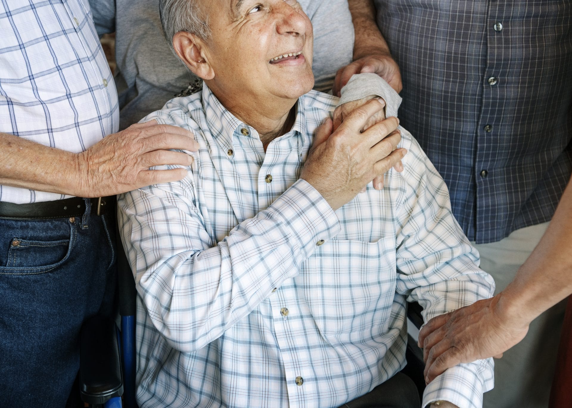 Happy Senior Man With Friends, understanding paranoia in the elderly